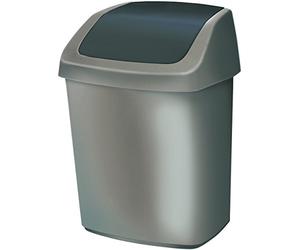 CURVER 167910 - Cubo de basura (polipropileno, 25 x 20 x 38 cm), color plateado y gris