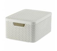 Curver 205848 - Cesta con tapa con efecto mimbre (tamaño mediano, polipropileno)