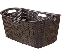 Curver 223390 Efecto Mimbre My Style - Cesto Rectangular Angular plástico Chocolate 60 x 39 x 28 cm 50 L