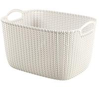Curver 226379-Cesta de almacenaje, plástico, Rectangular, diseño de Punto, Color Blanco, 38,5 x 28,5 x 23,5 cm, 19 L