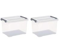 Curver 227904 Handy Box Plus Tapa con clip de plástico transparente 39 x 25 x 25 cm, 20 L (Paquete de 2)