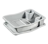 Curver 228565 Escurreplatos + bandeja modelo pequeño de 12 unidades, en plástico gris 29 x 10,5 x 39 cm