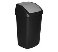 Curver 229390 Cubo de Basura con Tapa basculante de plástico, 40,6 x 66,8 x 34 cm, 50 l, Negro y Gris