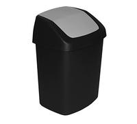 Curver 229420 Swing-Papelera de plástico, Color Negro y Gris, 30,6 x 41,8 x 24,8 cm, 15 L