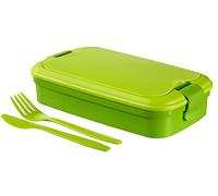 Curver - Bento Recipiente para Alimentos Lunch & Go 1.4 L - Con Cubiertos - 2 Compartimentos + Separador Interno - Color Verde Lima