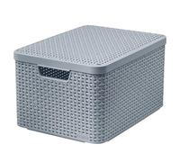 Cesta Multiusos Curver 30 litros con tapa Gris claro Estilo Rattan 253003