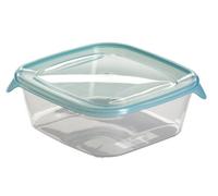 Curver | Caja hermética Fresh'n Go Cuadrada 0,8L, Transparente/Azul, Foodkeepers OPP, 15,5x15,5x5,5 cm