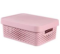 Curver caja infinity dots color rosa con tapa - almacenaje de casa -or