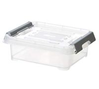 CURVER Candy Plus - Caja de plástico Transparente con Clips Grises y Tapa (1,2 L)