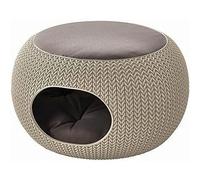 Curver- Casa para Mascotas (Incluye Dos Cojines Suaves), 57x58xH24 cm, Color Arena, Cama para Mascotas