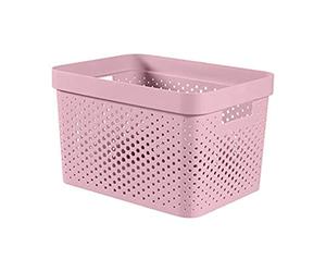 CURVER - Cesta de almacenamiento Infinity 17L reciclada - Almacenamiento multiusos, apilable y encajable, 35,5 x 26,2 x 21,9 cm, color rosa