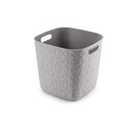 CURVER - Cesta de almacenamiento Softex 15L, diseño elegante, ligero, apilable y práctico, 100% reciclado, 27 x 27 x 26 cm, color gris