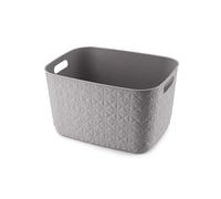 CURVER - Cesta de almacenamiento Softex 19L - Diseño elegante, ligero, apilable y práctico, 70% reciclado, tamaño espacioso, 37 x 29 x 22 cm, color gris