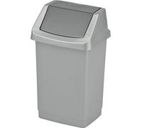 Curver Click-It - Cubo de basura multiusos (plástico, 50 L), color plateado
