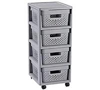 CURVER - Conjunto de 4 cajones de 10 l, de plástico, Gris, 30 x 36 x 69