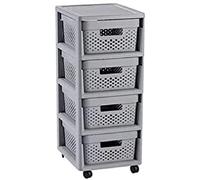 Curver Conjunto de 4 cajones 10 l de plástico gris 30 x 36 x 69