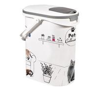 Curver Contenedor de comida para mascotas 4Kg/10L, Sellado de goma antiolores, Decorado gatos,19 x 30 x 35 cm
