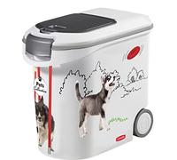Curver - Contenedor de croquetas para perros (35 L/12 kg, almacenamiento hermético antiolores, para alimentos para perros, contenedor con ruedas, 28 x 49 x 43 cm)