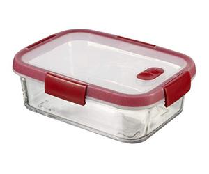 Curver Cook Recipiente de Vidrio, Transparente/Rojo, 0.9 L