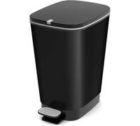 Curver - Cubo de basura Chic Bin con pedal antideslizante 30L,40,5 x 26,5 x 45 cm, color negro, tapa y aro para bolsa