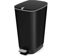 Curver - Cubo de basura Chic Bin con pedal antideslizante 50L, 44,5x 29x 60,5cm, color negro, tapa y aro para bolsa