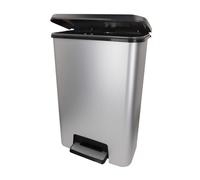 Curver Compatta Cubo de basura con pedal, 50 l de capacidad, color inox