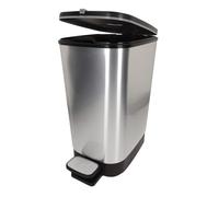 Curver - Cubo de basura Chic Bin con pedal antideslizante 25L, 40,5 x 26,5 x 45 cm, acabado color acero, tapa y aro para bolsa