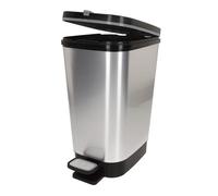 Curver - Cubo de basura Chic Bin con pedal antideslizante 45L, 44,5x 29x 60,5cm, acabado color acero, tapa y aro para bolsa