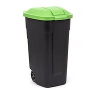 CURVER Cubo de basura con ruedas (110 L), color negro y verde