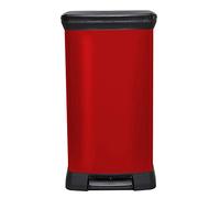 CURVER Cubo de basura de cocina con pedal Touch Deco de efecto metálico 70% reciclado, 50 litros, color rojo