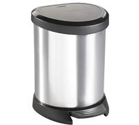 CURVER - Cubo de basura Deco con pedal 5 L, acabado color acero, tapa con cierre amortiguado