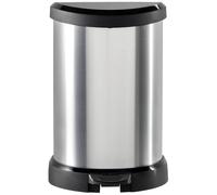 CURVER Cubo de basura Deco METALLIC 20 L, negro/plata metálica, 30,3 x 26,8 x 44,8 cm