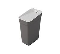 CURVER - Cubo de basura y reciclaje Ready To Collect 30L, Con soporte para pared o puerta, Ideal para Cocina o cuarto de baño, 100% reciclado, Color gris