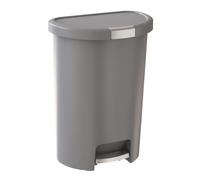 Curver Deco Bote de basura paso a paso de 8 galones y papelera de reciclaje con tapa para residuos de cocina, color plateado