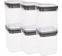 Curver Dry Cube Pack 6 uds, Bote multiusos 1,3L, Plástico BPA Free, Sistema apilable, Sellado hermético, Tapa transparente, Apto lavavajillas, Conservación alimentos secos, Organizador cocina (211)