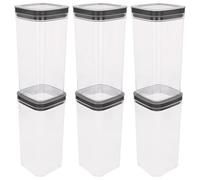 Curver Dry Cube Pack 6 uds, Bote multiusos 2,3L, Plástico BPA Free, Sistema apilable, Sellado hermético, Tapa transparente, Apto lavavajillas, Conservación alimentos secos, Organizador cocina (213)