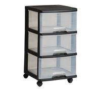 Curver Estantería 3 cajones 20L con ruedas - Negro/Transparente