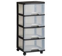 Curver estantería móvil 4x20L con ruedas - 4 cajones transparentes, negro