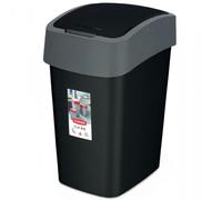 Curver 229415 Flip Bin Cubo de Basura de plástico Negro/Plata 26 x 34 x 47 cm 25 L