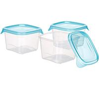 Curver Fresh'n Go-Juego de 3 Brocas para Herm (3 x 0,45 L), Transparente Y Azul, 11 x 11 x 11 cm, 3