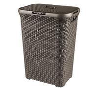 Curver Hamper Style- Baúl para la colada con Tapa 60L, Cesto de ropa, 45x34x62 cm, Marrón Oscuro