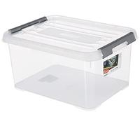 Curver HANDY + Caja Caja de almacenamiento con tapa, 15 l, Transparente / Gris, 39x29x20 cm