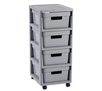 CURVER Infinity - Carrito con Cuatro cajones con Ruedas de 4 x 10l, Carro Auxiliar
