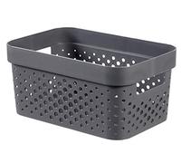 Curver Infinity Cesta perforada de plástico reciclado, 4,5 litros, gris oscuro