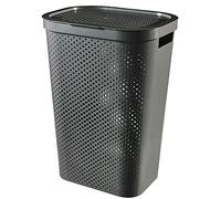 Curver Infinity Dots - Cesto rectangular para la colada, 100% reciclado, 60 L, color gris oscuro