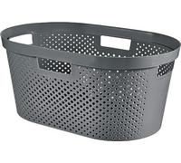 Curver Inifinity- Cesta de colada 40L, Cesto de ropa, 59x38x27 cm, 100% material reciclado, Gris oscuro