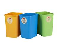 CURVER Eco Friendly Juego de 3 cubos de basura para sistema de reciclaje, cubos de plástico para papel, cristal y plástico (3 x 25 L)
