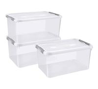 CURVER Juego de 3 cajas de almacenamiento de plástico transparente para teléfono móvil y almacenamiento (50 L)