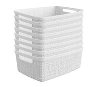 Curver Juego de 8 cestas pequeñas decorativas de yute de plástico para organización y almacenamiento, cubos perfectos para oficina en casa, estantes de armario, despensa de cocina y todos los