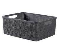 Curver Juliet- Cesta Rectangular Mediana 12L, Almacenaje, Ordenación; 100% plástico Reciclado, Acabado Yute, 28,2x36,2x14,5, Gris Oscuro